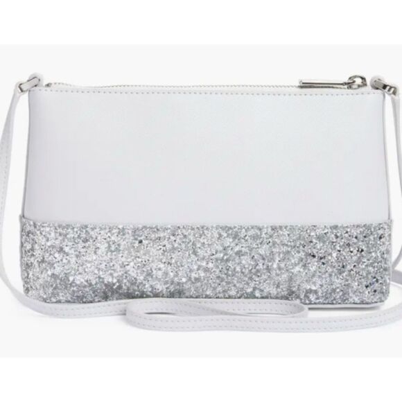 Kate Spade New York Flash Glitter Crossbody Handbag Purse Grey Silver / NWOT - Picture 4 of 9